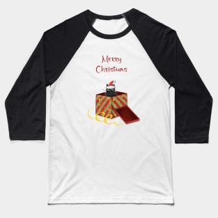 Merry Christmas - Black cats with Santa hat. Baseball T-Shirt